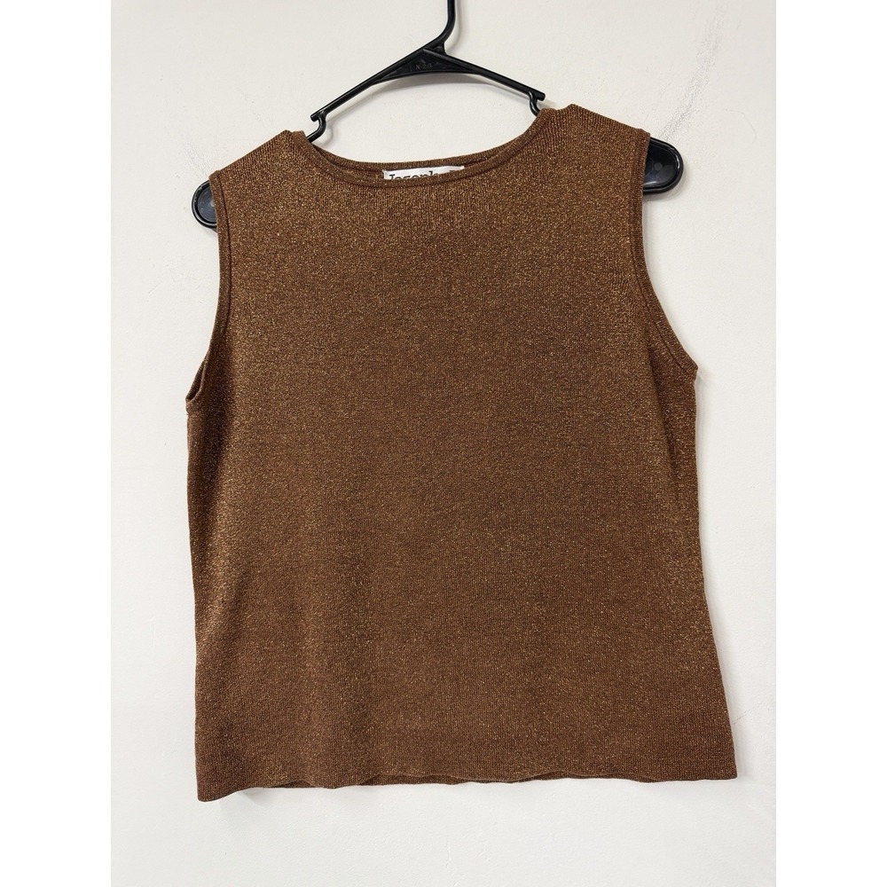 Vtg JOSEPH A. Women's XL Copper Silk Metallic Sparkle Bronze Tank Sleeveless Top